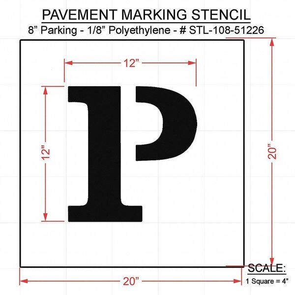 Rae Pavement Stencil, 20"W, 0.125" Thick, White - STL-108-51226