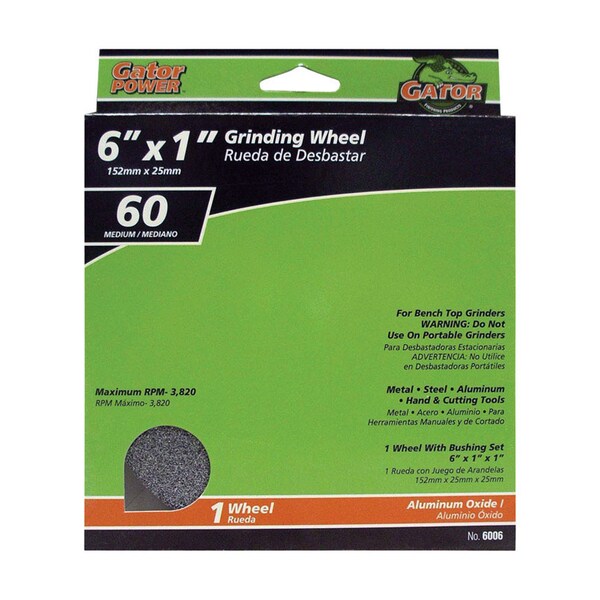 Gator Finishing Gator 6 in. D X 1 in. Grinding Wheel - 6006