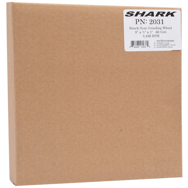 Shark Industries 8-in. x 3/4-in. x 1-in. Bench Seat Grinding Wheel 60 Grit, Aluminum Oxide - 2031