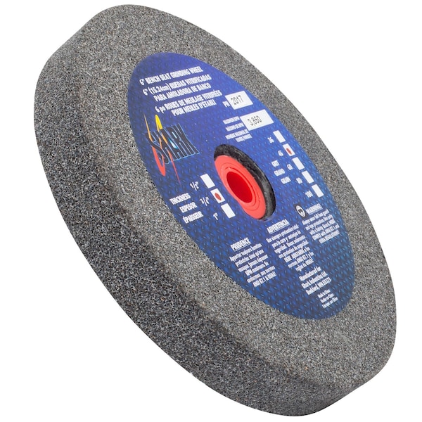 Shark Industries 6-in. x 3/4-in. x 1-in. Bench Seat Grinding Wheel 46 Grit, Aluminum Oxide - 2017