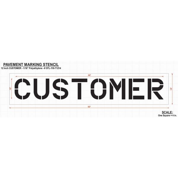 Rae Pavement Stencil, Customer, 12 in - STL-116-71214