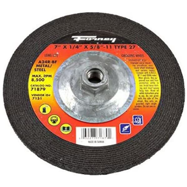 Eaton B-Line 7 x 0.25 in. 0.625 -11 in. Abrasives Grinding Wheel A24R T27 - 903-747T