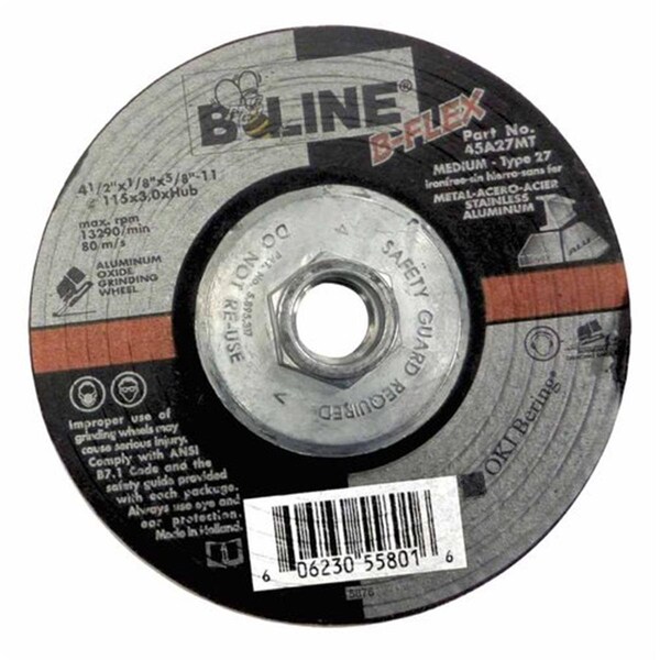 Eaton B-Line 4.5 x 0.125 in. 0.714- 11 in. Abrasives Grinding Wheel T27 - 903-45A27MT