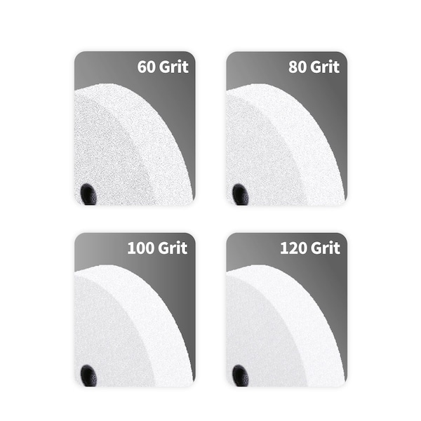 Powertec 80 Grit Aluminum Oxide Grinding Wheel, 8-Inch by 1-Inch, 5/8-Inch Arbor, White - 15512