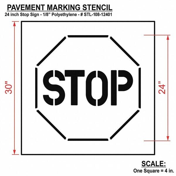 Rae Pavement Stencil, Stop, STL-108-12401 - STL-108-12401