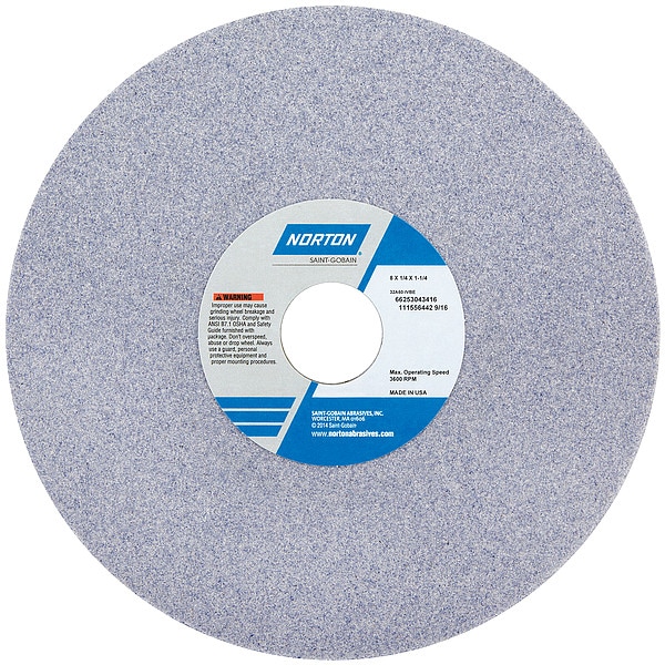 Norton Abrasives Grinding Wheel, T1, 8x1/4x1-1/4, AO, 60G, PK5 - 66253043416