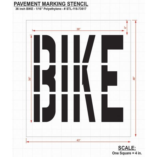 Rae Pavement Stencil, Bike, 36 in - STL-116-73617
