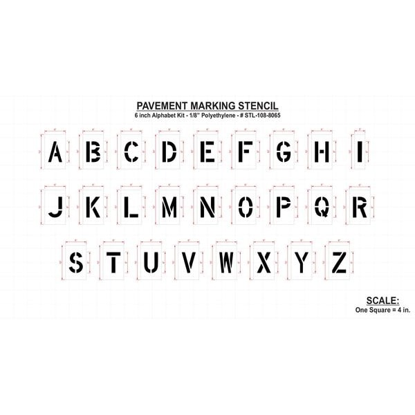 Rae Pavement Stencil, 6 in, Alphabet Kit, 1/8 - STL-108-8065