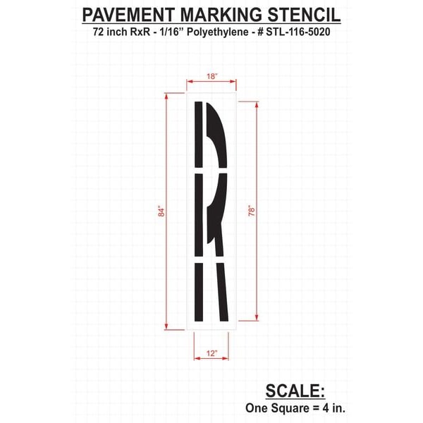 Rae Pavement Stencil, 72 in, R x R, 1/16 - STL-116-5020
