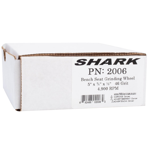 Shark Industries 5-in. x 3/4-in. x 1/2-in. Bench Seat Grinding Wheel 46 Grit, Aluminum Oxide - 2006