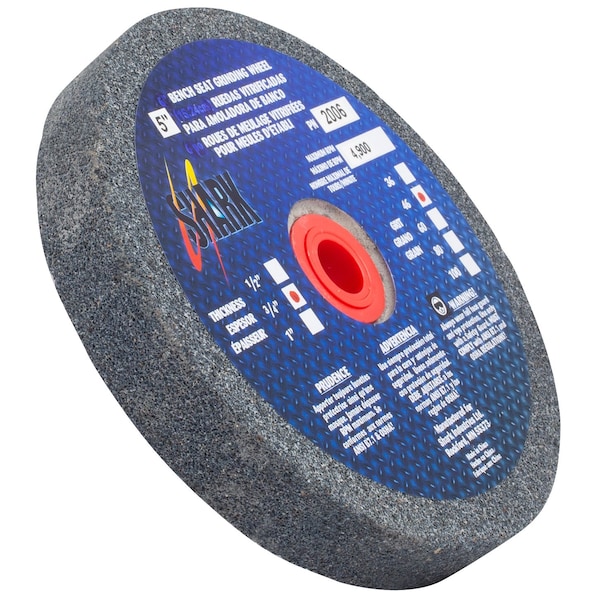 Shark Industries 5-in. x 3/4-in. x 1/2-in. Bench Seat Grinding Wheel 46 Grit, Aluminum Oxide - 2006