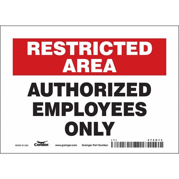 Condor Safety Sign, 5 in Height, 7 in Width, Vinyl, Horizontal Rectangle, English, 472G13 - 472G13