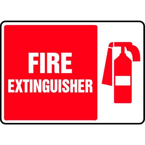 Accuform Fire Extinguisher Sign, 10X14", WHT/R - MFXG518VA