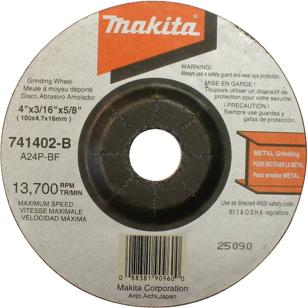 Makita GRINDING WHL (25pk)4"x5/8"x3/16" 24Grit - MP741402-B-25