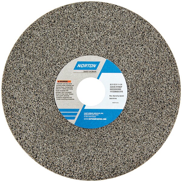 Norton Abrasives Grinding Wheel, T1, 8x1/2x1-1/4, AO, 46G, PK5 - 66253043883