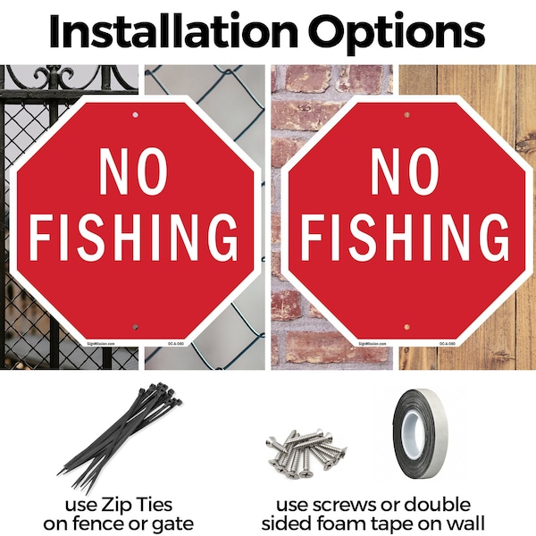 Signmission No Fishing, 6 Inch X 6 Inch, Plastic Sign - OC-P-6-80