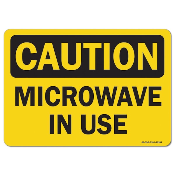Signmission OSHA Caution, 3.5" Height, Decal, 5" x 3.5", Landscape, Microwave In Use - OS-CS-D-35-L-19204