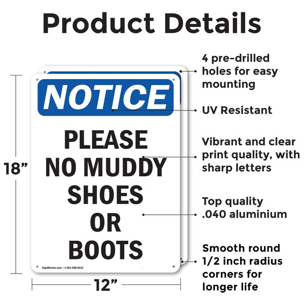 Signmission 18 in Height, 12 in Width, Aluminum, Rectangle - OS-2PACK-NS-A-1218-V-17533