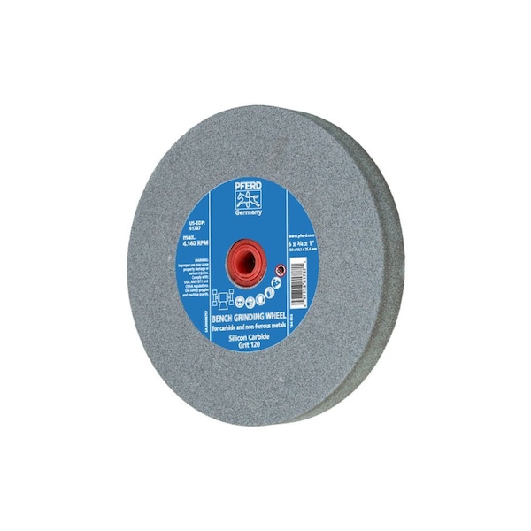 Pferd 61787 6in x 3/4in Vitrified Bench Wheel 1in A.H., Silicon Carbide, 120 Grit - 61787-PFERD