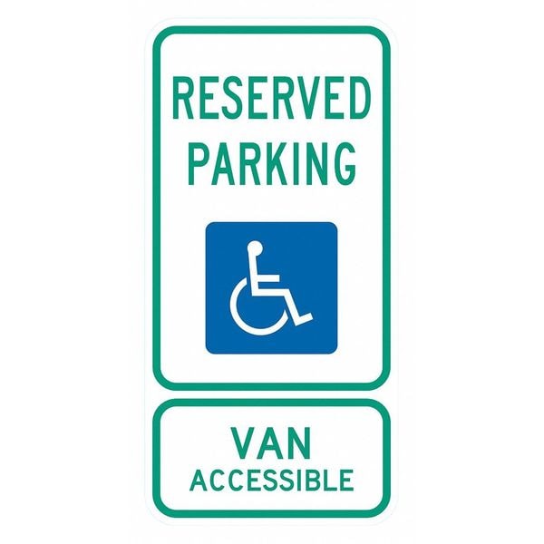 Lyle Handicap Parking Sign, 12" W, 24" H, English, Aluminum, White - T1-6253-HI_12X24