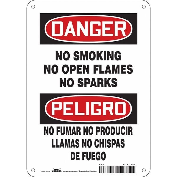 Condor Safety Sign, 10" H, 7 in W, Horizontal Rectangle, English, Spanish, 474T46 - 474T46