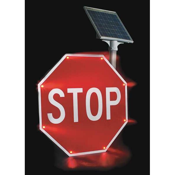 Tapco LED Stop Sign, STOP, White/Red, 36" W, 36" H - 2180-00208