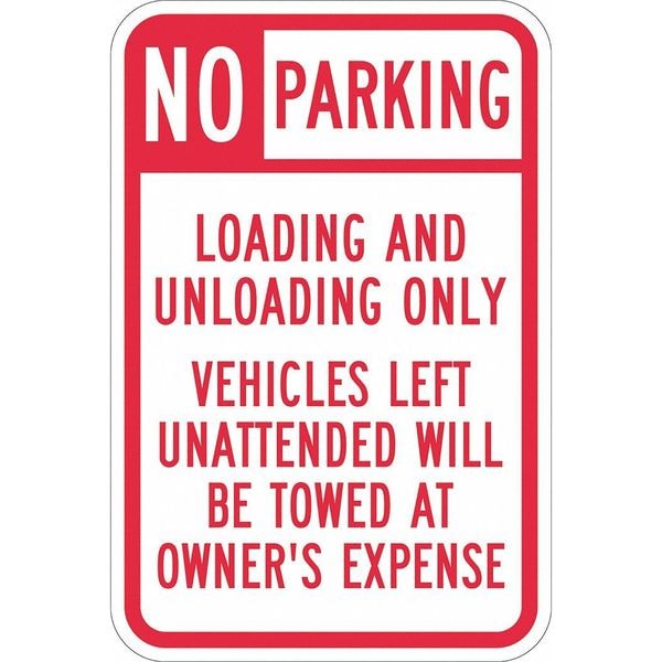 Lyle Loading Zone No Parking Sign, 18" x 12, T1-1101-DG_12x18 - T1-1101-DG_12X18
