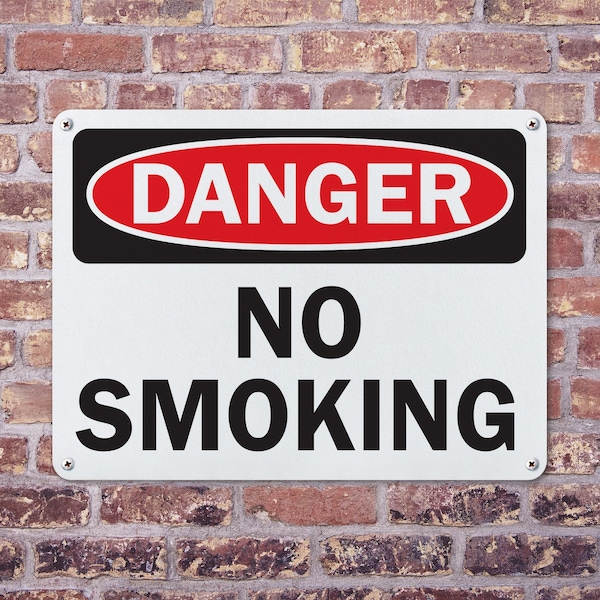 Signmission No Smoking Danger Sign, Aluminum, 10in W x 7in L, 2PK - OS-2PACK-DS-A-710-L-19452