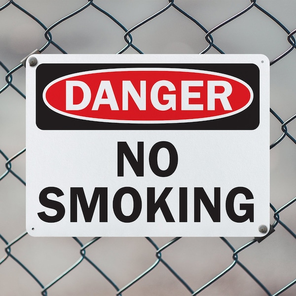 Signmission No Smoking Danger Sign, Aluminum, 10in W x 7in L, 2PK - OS-2PACK-DS-A-710-L-19452