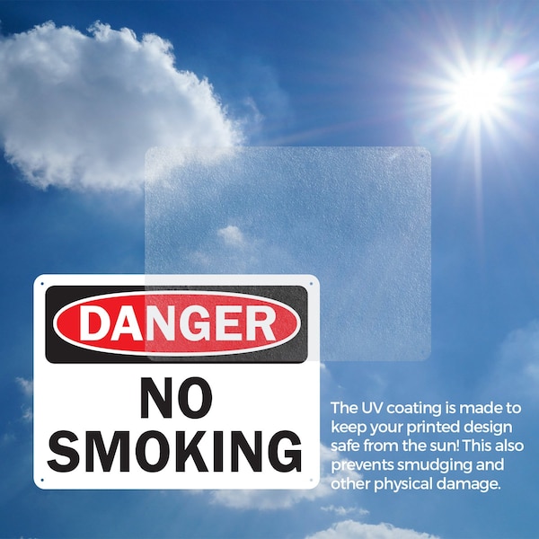 Signmission No Smoking Danger Sign, Aluminum, 10in W x 7in L, 2PK - OS-2PACK-DS-A-710-L-19452