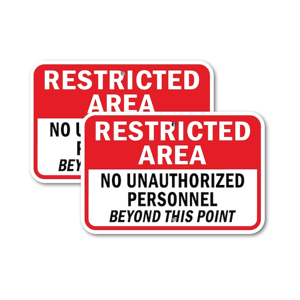 Signmission Restricted Area No Unauthorized Personnel Beyond This P, 18'' X 24'', Heavy Gauge Aluminum, 2PK - A-1824-2PACK-2893