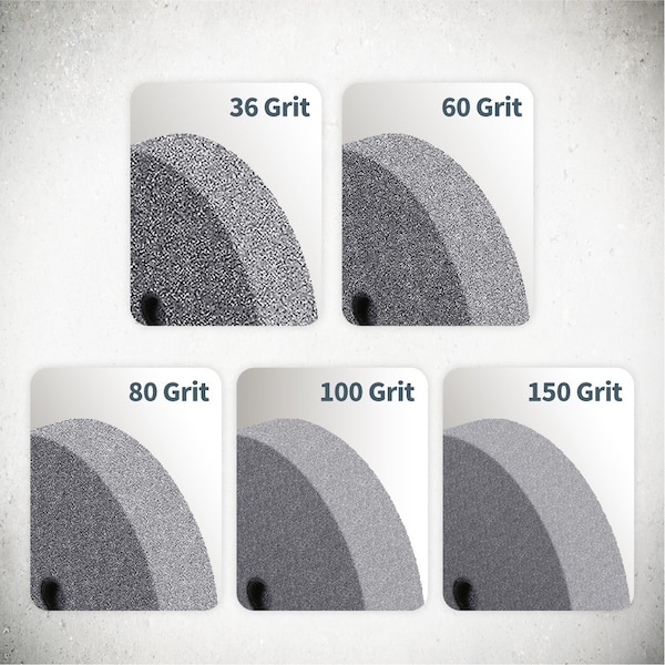 Powertec Aluminum Oxide Grinding Wheel, 6 in. x 3/4 in., 1/2 in. Arbor, 36 Grit - 15514