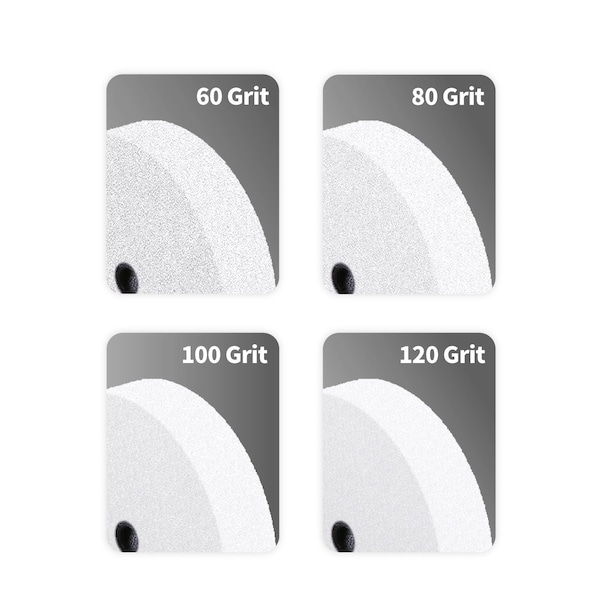 Powertec Aluminum Oxide Grinding Wheel, 8 in. x 1 in. with 5/8 in. Arbor, 36 Grit & White 100 Grit, 2PK - 15527