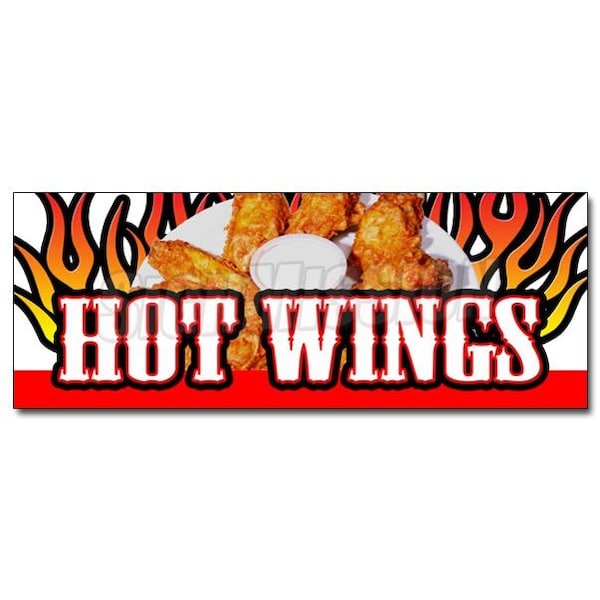 Signmission HOT WINGS 1 DECAL sticker buffalo spicy chicken crispy sauce hot sauce, D-48 Hot Wings 1 - D-48 HOT WINGS 1