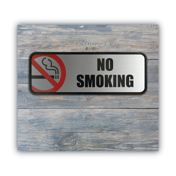 Cosco Office Sign, No Smoking, Brushed, Metal, 9X3, 9" Height, 3" Width, Metal - 098207