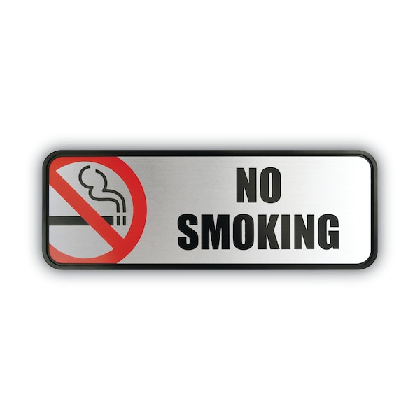 Cosco Office Sign, No Smoking, Brushed, Metal, 9X3, 9" Height, 3" Width, Metal - 098207