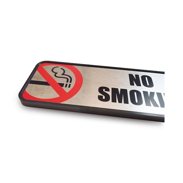 Cosco Office Sign, No Smoking, Brushed, Metal, 9X3, 9" Height, 3" Width, Metal - 098207