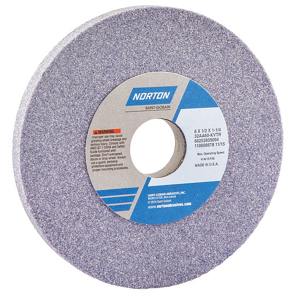 Norton Abrasives Grinding Wheel, T1, 6x1/2x1.25, AO, 60G, PK5 - 66252835094