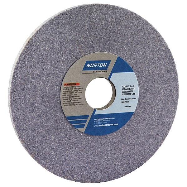 Norton Abrasives Grinding Wheel, T1, 7x1/4x1.25, AO, 80G, PK5 - 66252938876