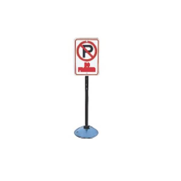 Brady Sign Base with Post, Round, , Cast Iron Black, Baked Enamel, 48" L - 86345