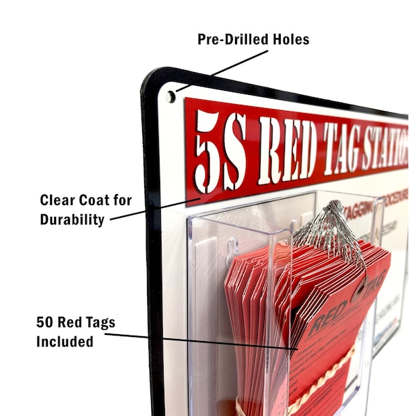 5S Supplies 5s Red Tag Station, 11 in W x Rectangle - 5S-RDTAG-STN- SINGLE