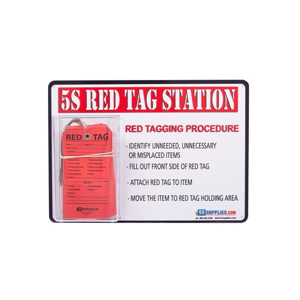 5S Supplies 5s Red Tag Station, 11 in W x Rectangle - 5S-RDTAG-STN- SINGLE