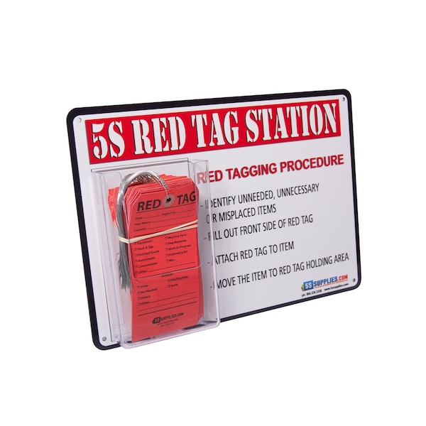 5S Supplies 5s Red Tag Station, 11 in W x Rectangle - 5S-RDTAG-STN- SINGLE