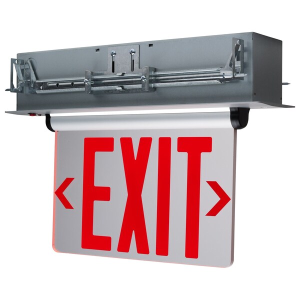 Nuvo Red Clear Edge Lit LED Exit Sign, 3.14 Watts, Single Face, 120V/277 Volts, Clear Finish - 67/114