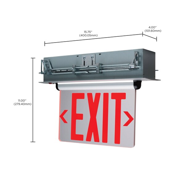 Nuvo Red Clear Edge Lit LED Exit Sign, 3.14 Watts, Single Face, 120V/277 Volts, Clear Finish - 67/114