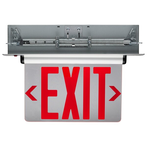 Nuvo Red Clear Edge Lit LED Exit Sign, 3.14 Watts, Single Face, 120V/277 Volts, Clear Finish - 67/114
