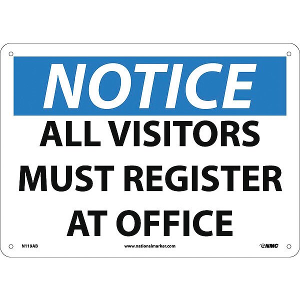 Nmc Notice All Visitors Must Register At Office Sign, N119AB - N119AB