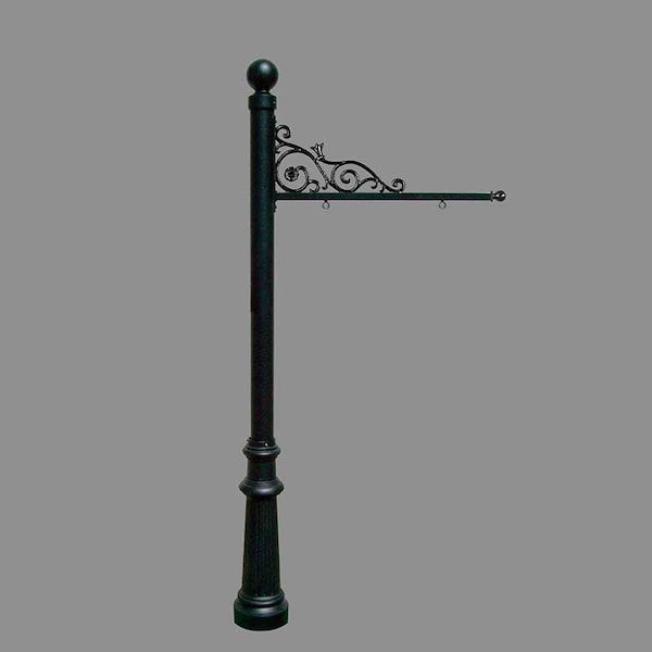 Qualarc Sign System w/Ball Finial & Fluted Base, Black color - REPST-804-BL