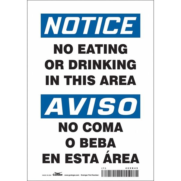 Condor Notice/Aviso, No Eating Or Drinking In This Area/No Coma O Beba En Esta Area, 7 in x 10 in, 468K49 - 468K49