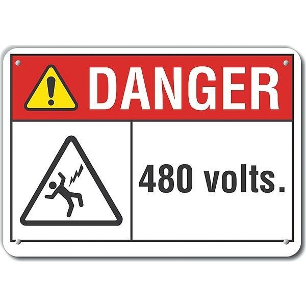 Lyle Alum Danger 480 Volts, 10"x7", LCU4-0155-NA_10X7 - LCU4-0155-NA_10X7